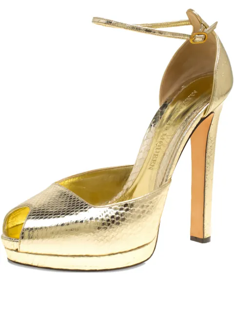 Alexander McQueen Pre-Owned 150mm python-embossed leather sandals Gold 151273