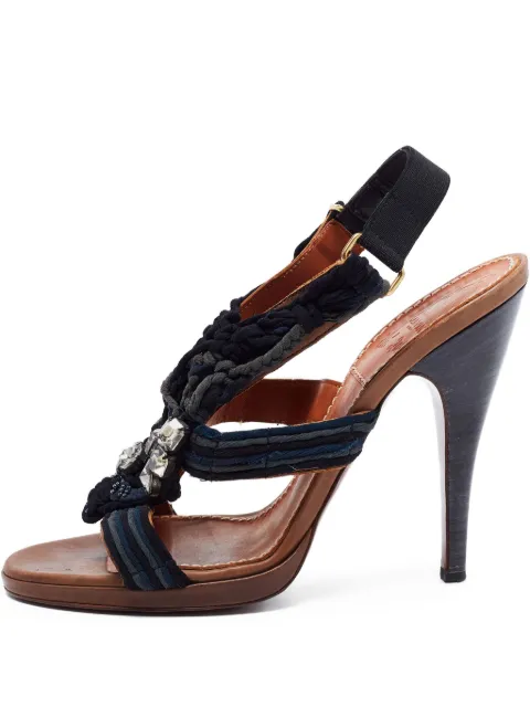 Lanvin Pre-Owned 115mm braided-strap crystal-embellishment sandals Blue 715833