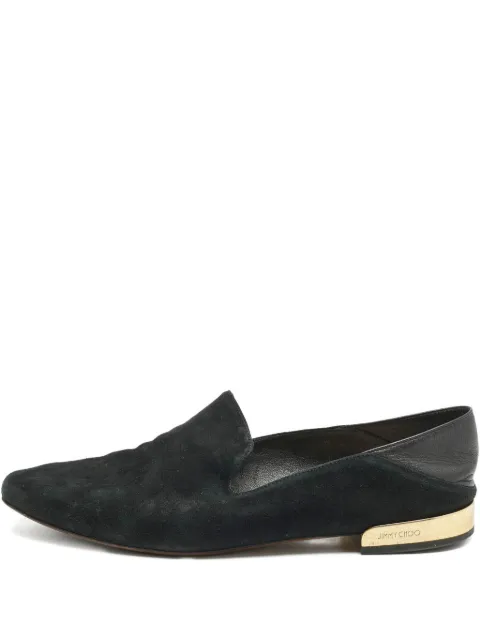 Jimmy Choo Pre-Owned Suede Leather Smoking Slippers Black 1154934