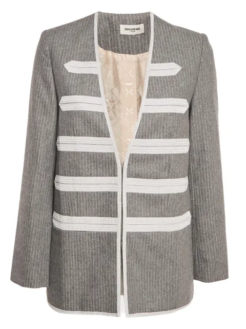 Zadig&Voltaire V-neck stripe-detail jacket Grey 1131046
