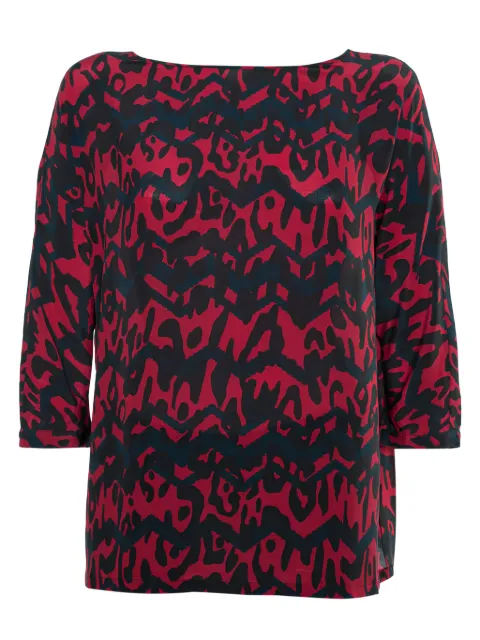 Missoni Pre-Owned abstract-print three-quarter sleeve top Red 394104