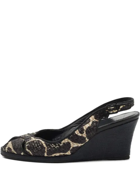 Stuart Weitzman wedge-heel raffia sandals Black 750759