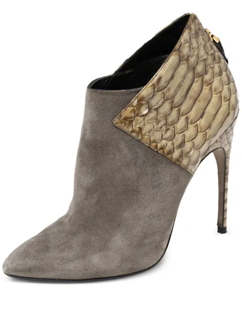 Sergio Rossi Vintage pre-owned 115mm suede python bootie Green 606553