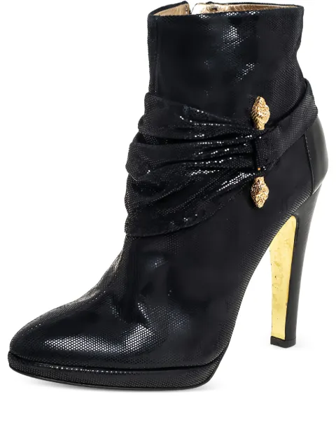 Roberto Cavalli Vintage pre-owned 130mm pleated gold hardware boots Black 445263