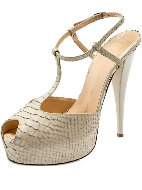 Giuseppe Zanotti Vintage 150mm python-embossed leather sandals Neutrals 201400