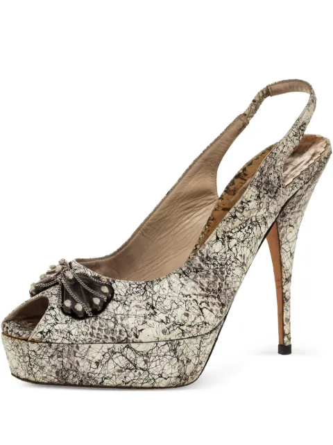Oscar de la Renta Pre-Owned 2024 Snake Print Platform Sandal White 318528