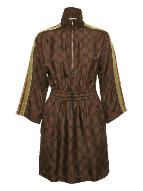 Gucci Pre-Owned GG monogram silk dress Brown 1159610