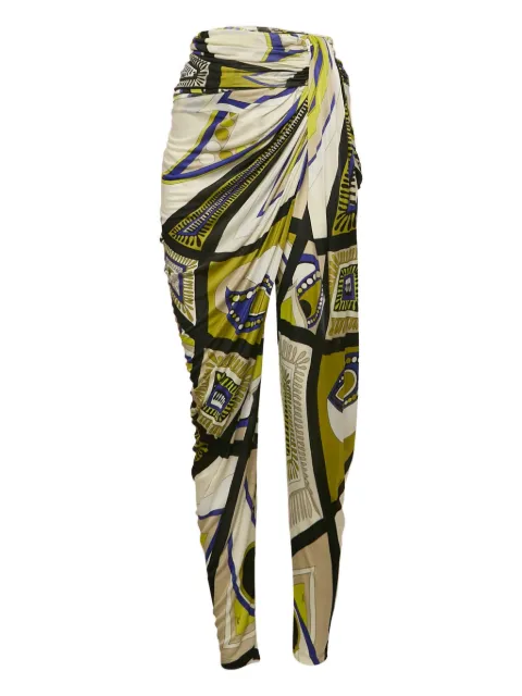 PUCCI Pre-Owned printed draped trousers Neutrals 1155929