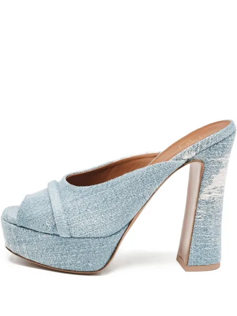 Malone Souliers Pre-Owned 130mm denim platform mules Blue 1147874