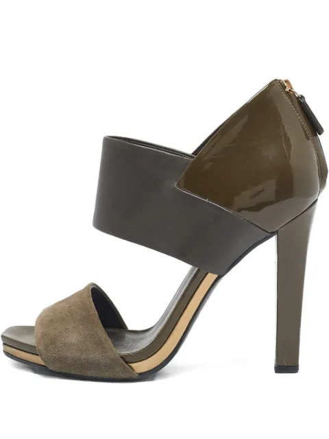 Gucci Pre-Owned Patent Leather Suede Sandals Green 1137743