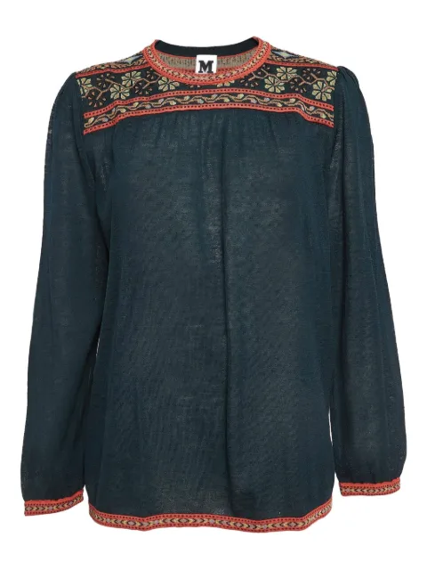 Missoni Pre-Owned floral-embroidered knit top Blue 1134666