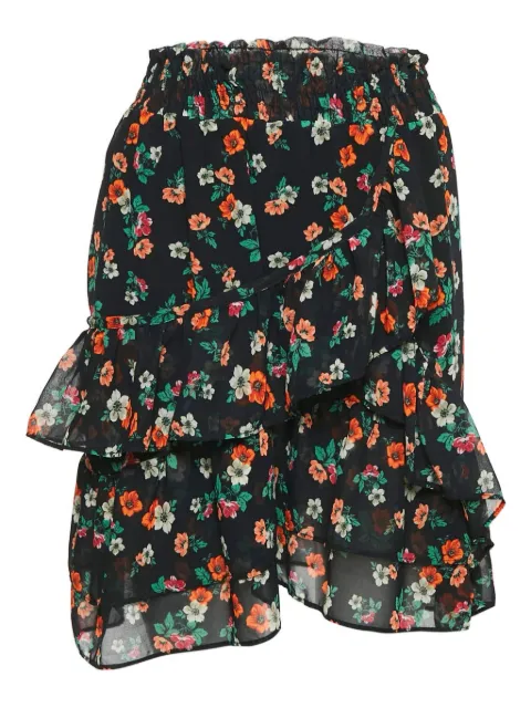 Maje floral-print ruffled skirt Black 1142788