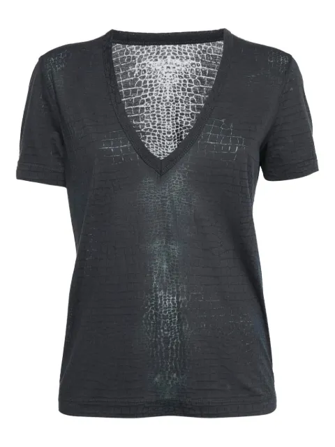 Zadig&Voltaire 2024 Crocodile V-neck Top Grey 1141396