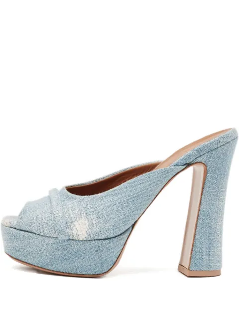 Malone Souliers pre-owned 135mm denim platform mules Blue 1133454