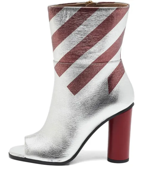 Anya Hindmarch 100mm striped heeled boots Silver 1133780