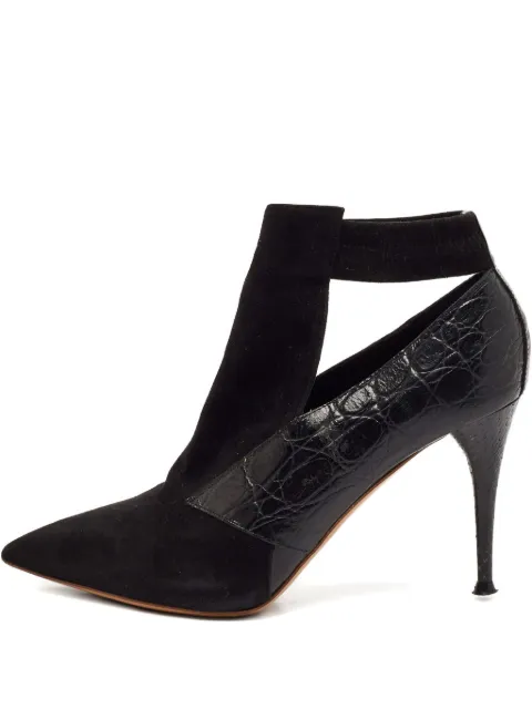 Chloé Pre-Owned 2024 Croc Embossed Suede Boots Black 1126578