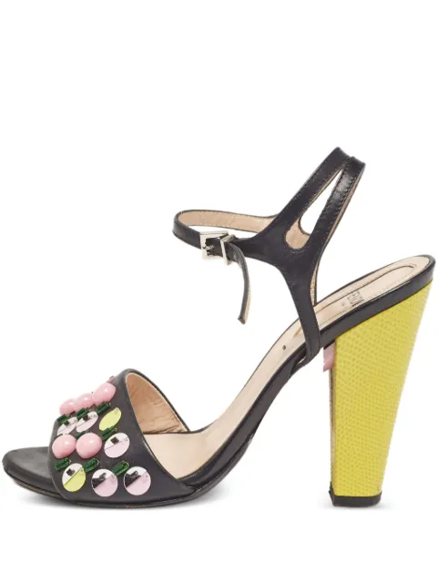 Fendi Pre-Owned 2023 embellished heel sandals Black 1024210