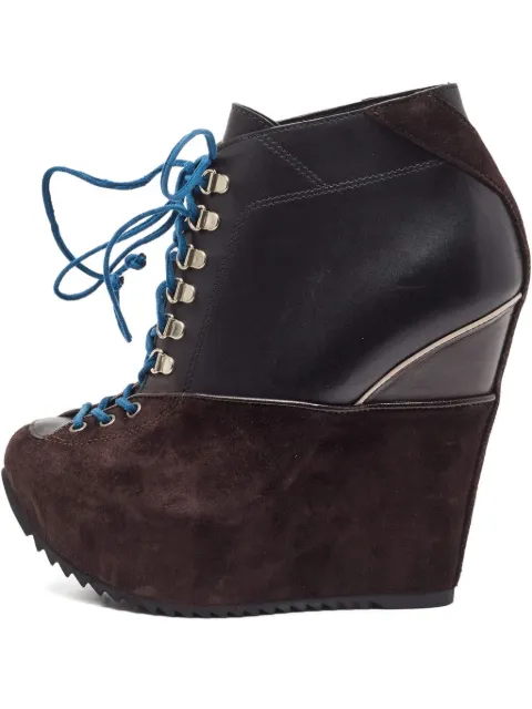 Giuseppe Zanotti Vintage leather wedge boots Brown 916033