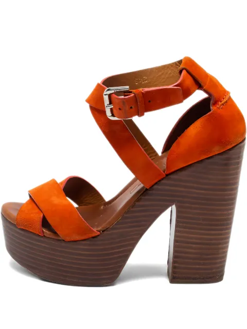 Ralph Lauren Vintage 125mm suede platform sandals Orange 744375