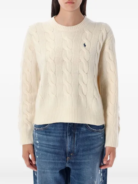 Polo Ralph Lauren embroidered-logo cable-knit sweater White 211A91216002