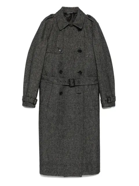 ERALDO belted double-breasted coat Black 570926217770690