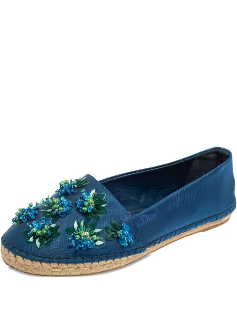 Christian Dior Pre-Owned 2024 Mesh Floral Espadrille Flats Blue 387337