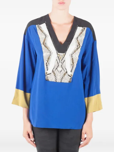 Etro Pre-Owned 2024 beaded silk top Blue 206016