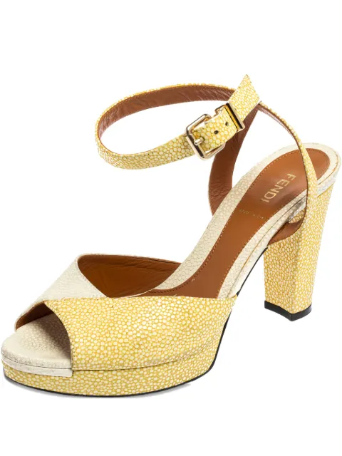 Fendi Pre-Owned 2024 Stingray Embossed Leather Sandals Yellow 520775