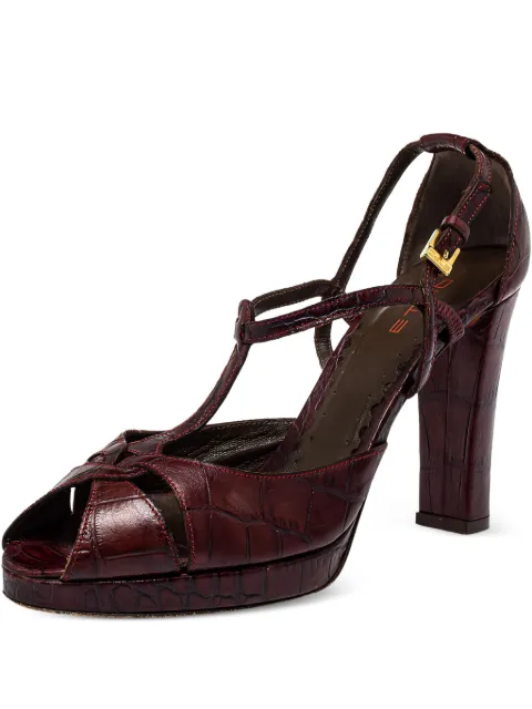 Etro Pre-Owned 2024 100mm crocodile-embossed sandals Red 413829