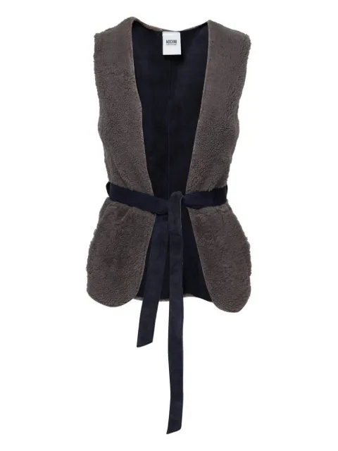 Moschino Pre-Owned 2024 lamb skin self tie belt gilet Grey 212449