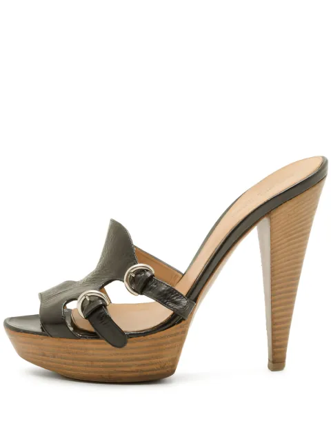 Sergio Rossi Vintage 2023 Buckle Platform Slides Black 36737