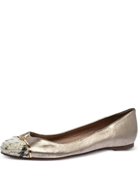 Tory Burch 2024 Leather Snake Print Flats Gold 317852