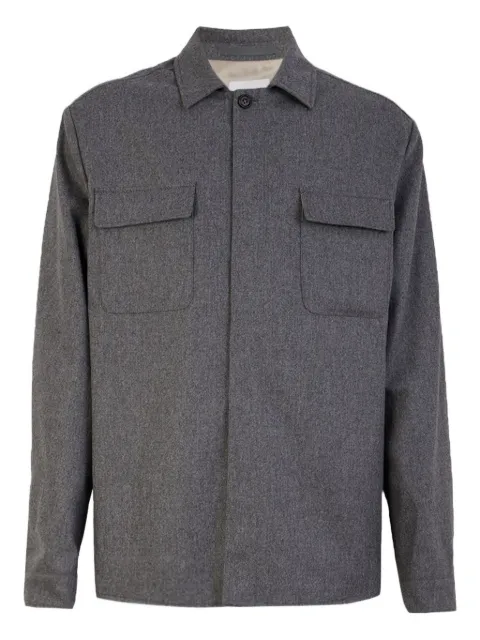 Eleventy long-sleeve patch-pocket shirt Grey L70GIAJ17TES0H027