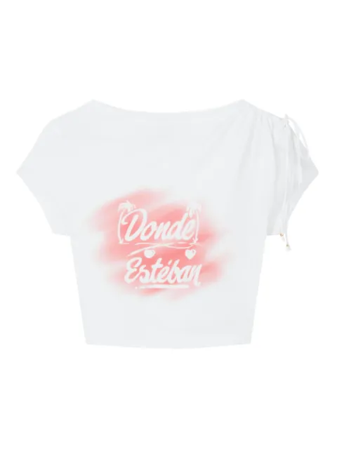 Donde Esteban Bazurto Spray crop top White D41TEE232