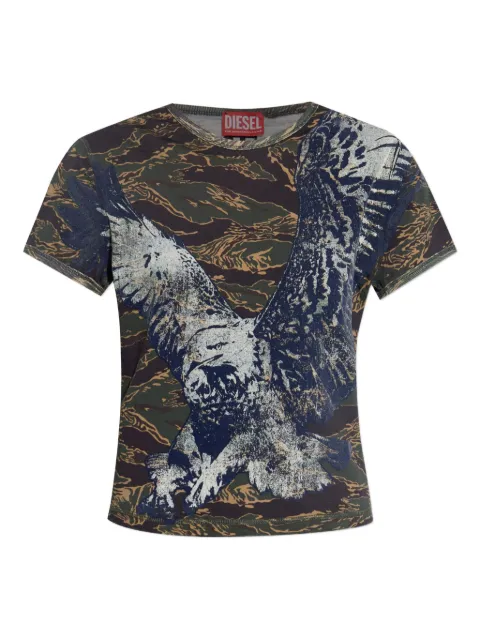 Diesel eagle-print camouflage T-shirt Blue A195510DLBM