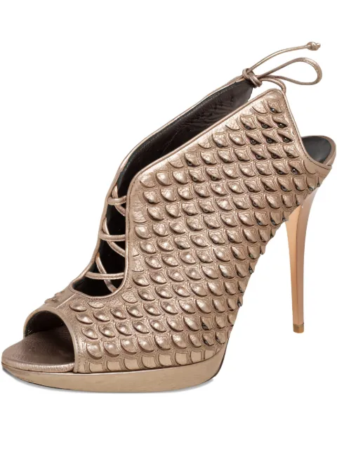 Ferragamo Pre-Owned python embossed leather sandals Neutrals 493662