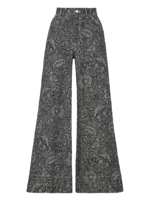Temperley London floral-print jacquard jeans Black 25AWFCD53585