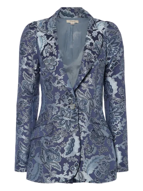 Temperley London Francis long-sleeved floral-print suit jacket Blue 25AWFRA53411