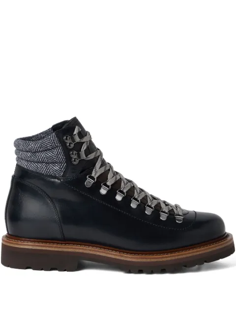 Brunello Cucinelli lace-up herringbone-detail hiking boots Blue MZUWBMS890CWX73