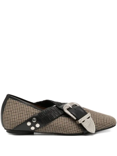 Toga buckle-embellished tweed pumps Brown AJ1434