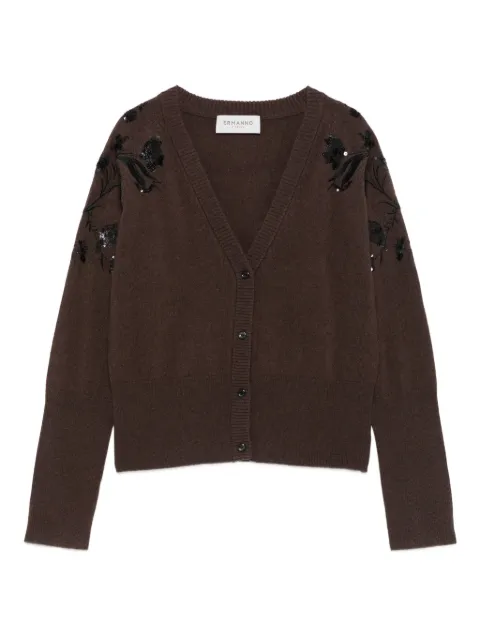 ERMANNO FIRENZE floral-embroidered wool cardigan Brown D47EN001RE50
