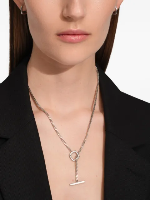 Tom Wood curb-chain square-frame pendant necklace Grey 101556