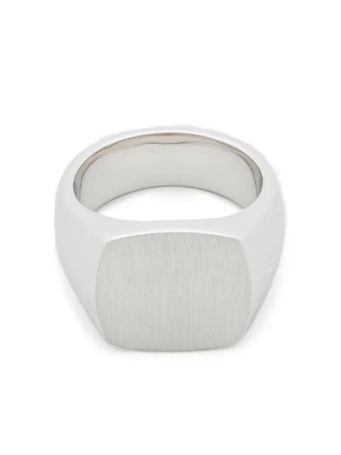 Tom Wood cushion satin signet ring Grey 100372M