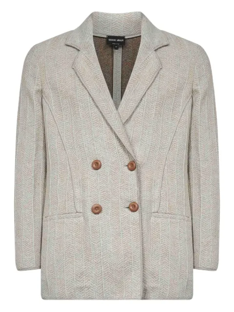 Giorgio Armani chevron-pattern double-breasted blazer Grey GW002373AF19796