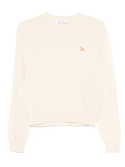 Maison Kitsuné Baby Fox embroidered merino-wool sweater Neutrals PW00801KT1181
