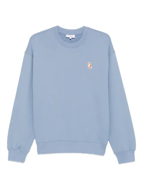 Maison Kitsuné fox-embroidered cotton sweatshirt Blue PM00311KM03410331