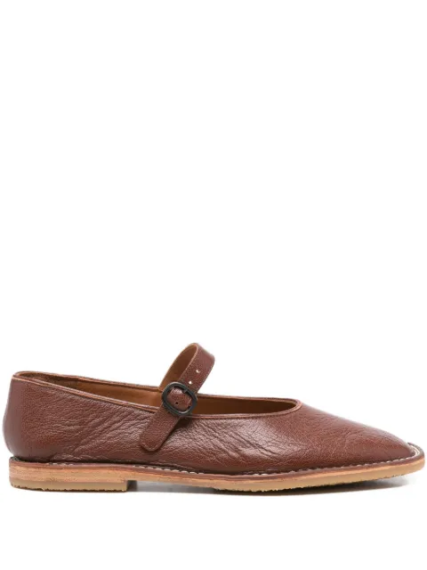Hereu Brava buckle-strap leather flat pumps Brown BRASSWFA25