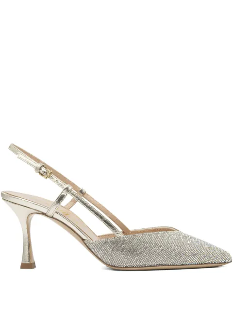 Ninalilou 65mm crystal-embellished slingback pumps Grey 351247M733NAPPAPLATINOCH