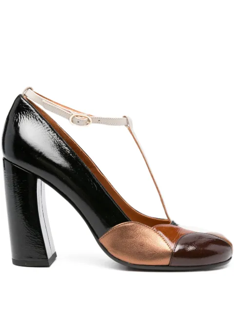Chie Mihara 100mm t-bar block-heel pumps Black WOTASHI