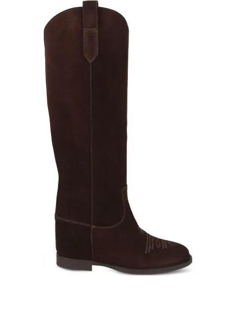 Via Roma 15 suede embroidered boots Brown 4177776